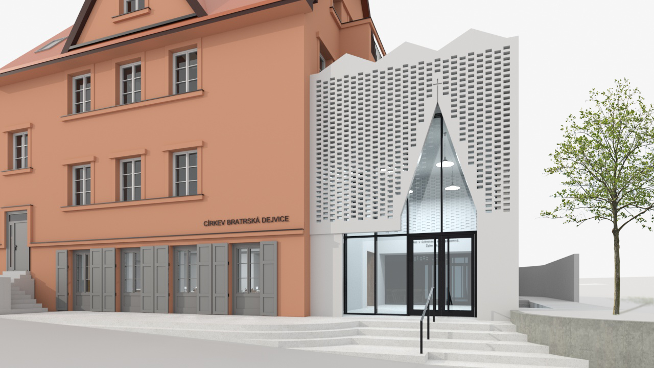 Vizualizace – boční pohled na budovu